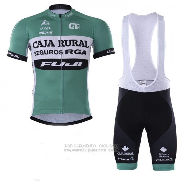 2018 Abbigliamento Ciclismo Caja Rural Verde Bianco Manica Corta Salopette